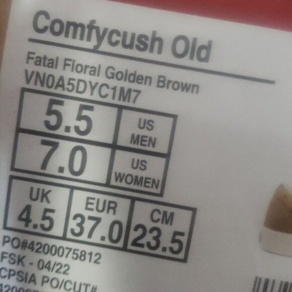 New Comfycrush Old Skool Fatal Floral Golden Brown Sneakers - Picture 10 of 10